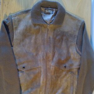 Vintage 70s Sears Sportswear Leather Body Sweater Jacket Coat